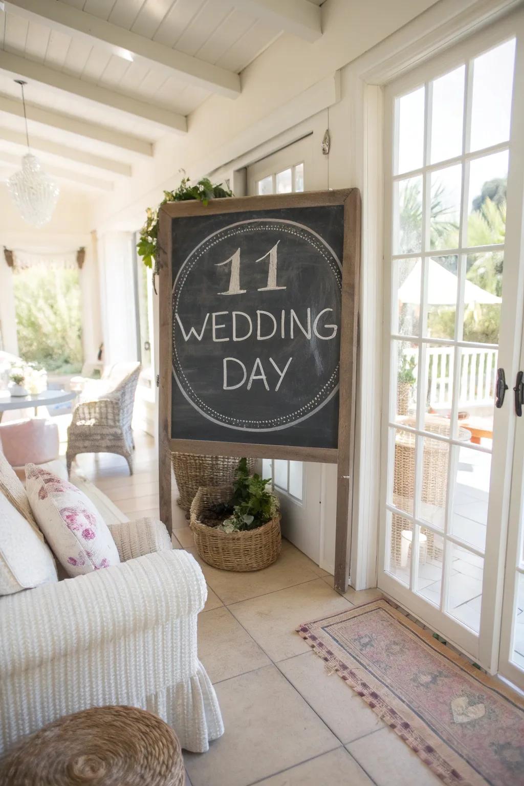 A countdown chalkboard generates excitement and anticipation at your event.