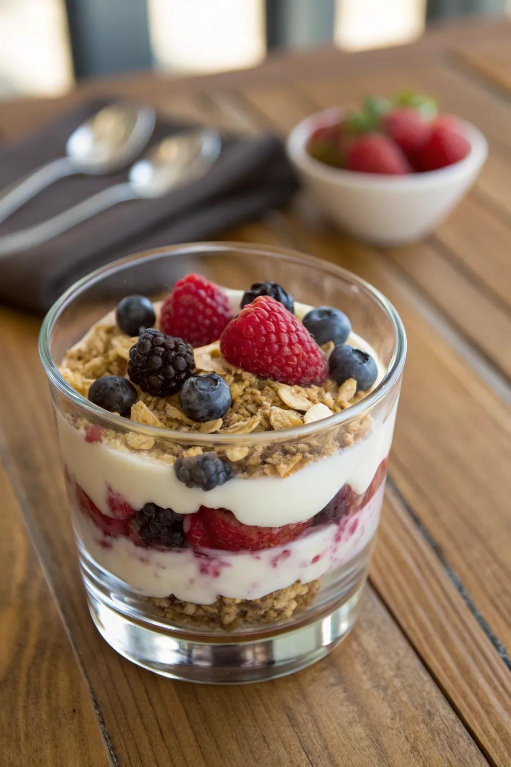 Garden berry yogurt parfaits that add a pop of color to brunch.