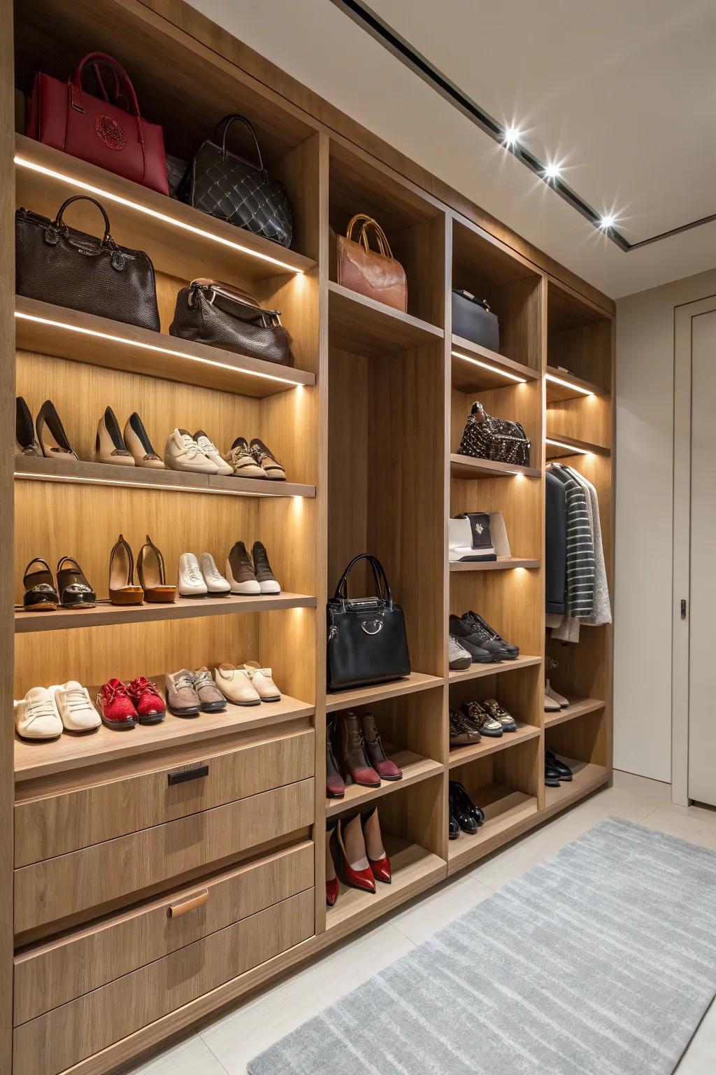 Adaptable shelving solutions offer versatile storage configurations.