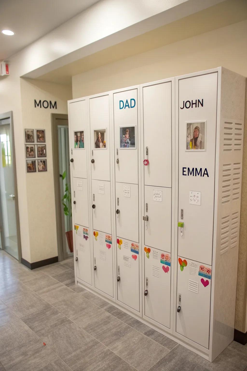 Personalized storage units for each family member.