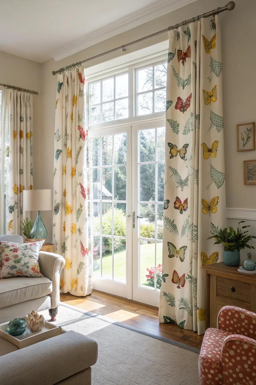Butterfly curtains seamlessly merge the beauty of nature with indoor style.