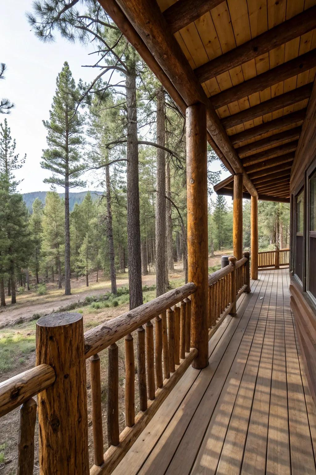 Farmhouse-style lumber handrails assuring safety and style.