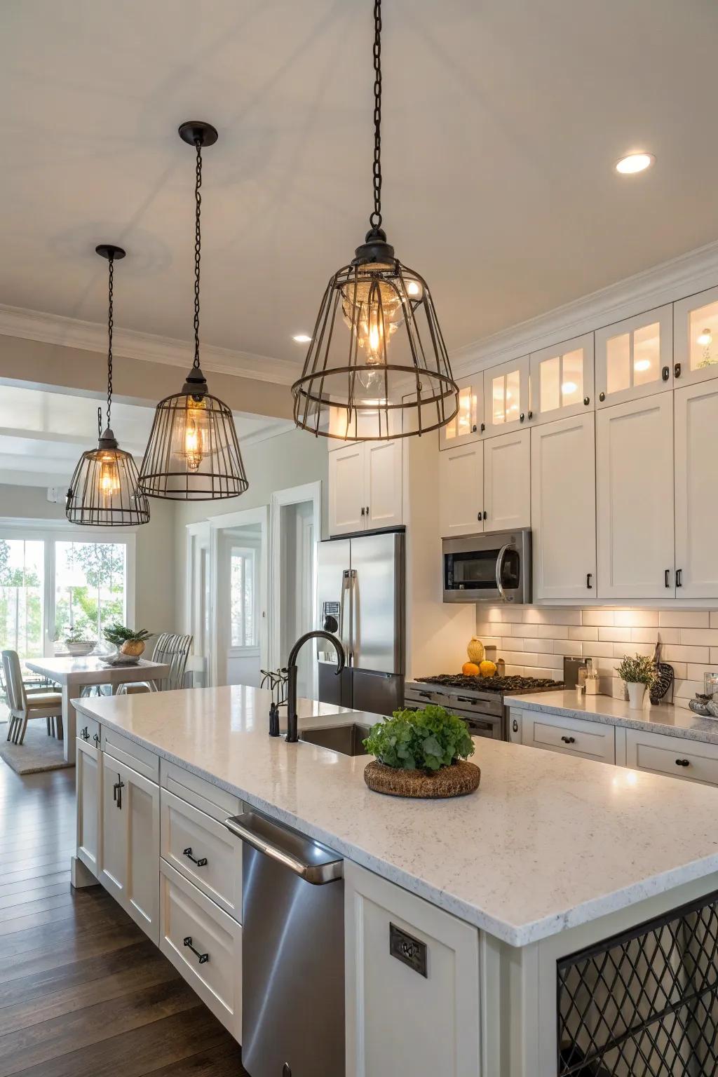 Illuminate your kitchen island with stylish cable pendants.