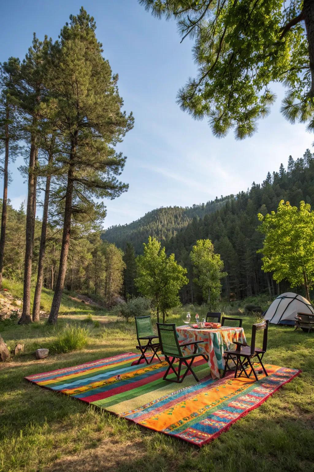 Incorporate style and functionality to your campsite using an outdoor mat.