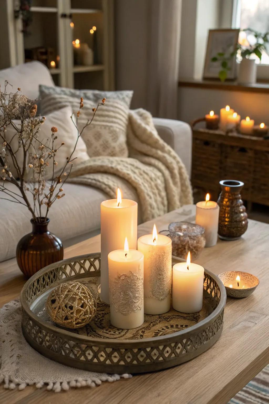 Tiered light heights deliver a vibrant and fashionable centerpiece.