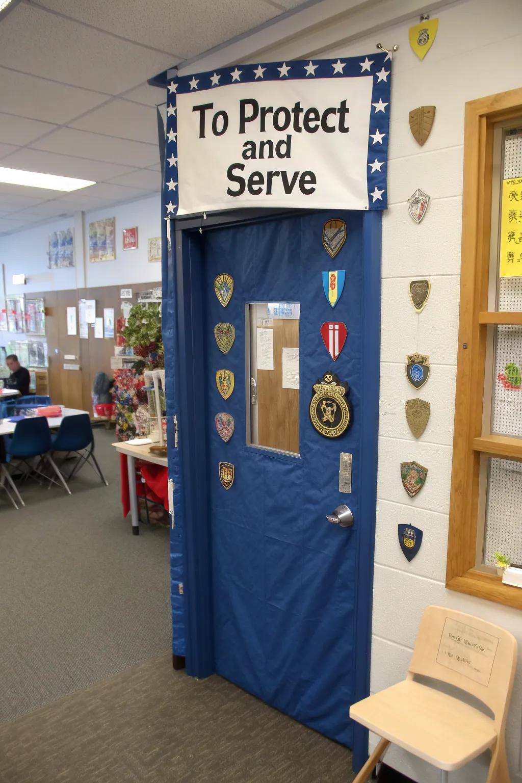 Cultivate aspirations in law enforcement employing a police-inspired door.