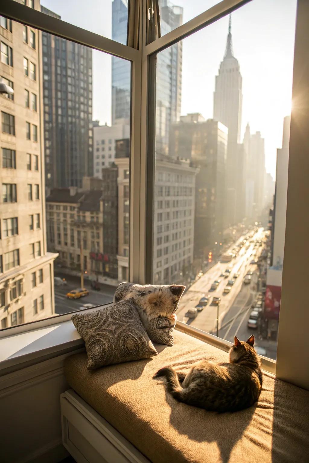 A window perch offering both sun and views.