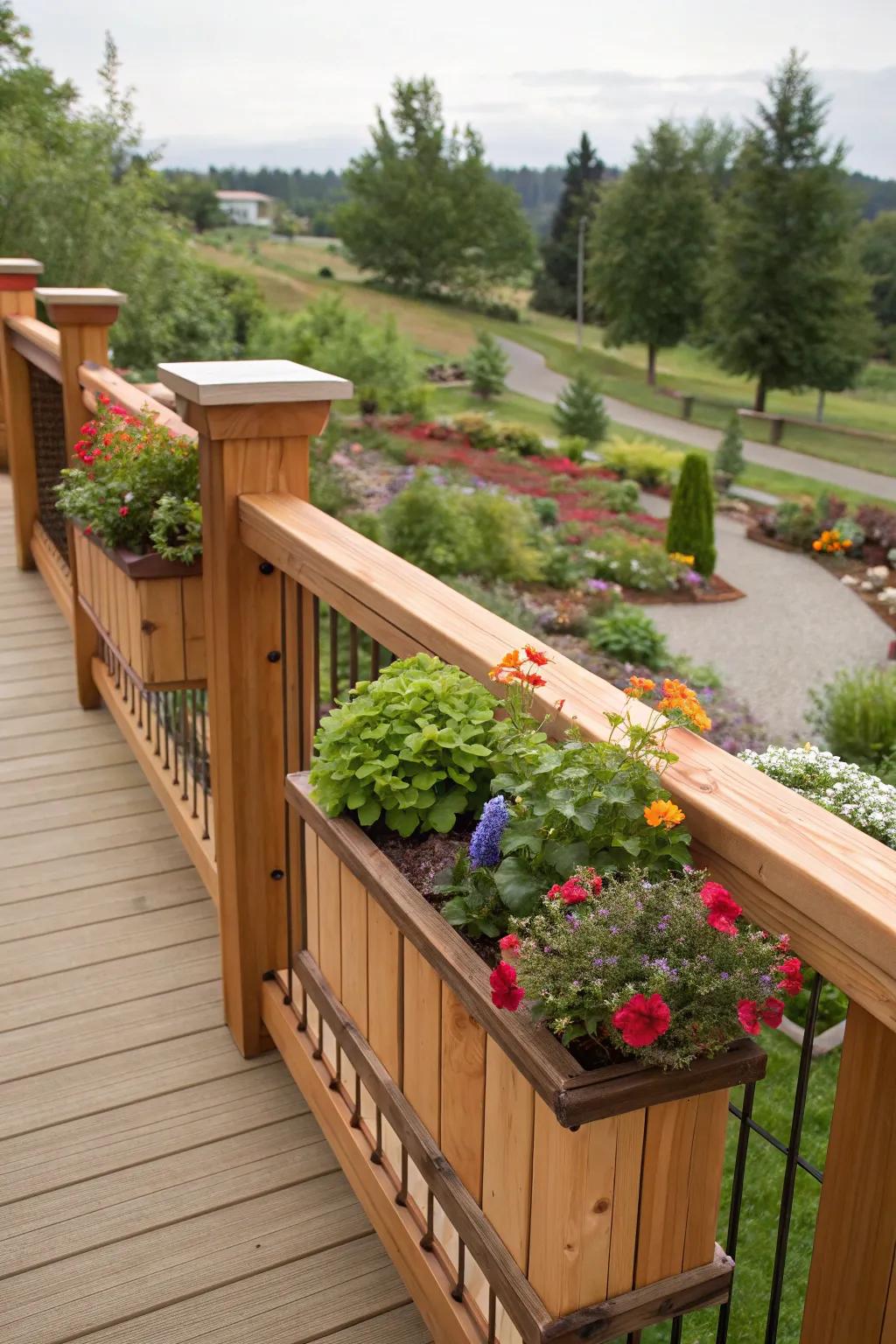 Improve your deck with integrated flower boxes.