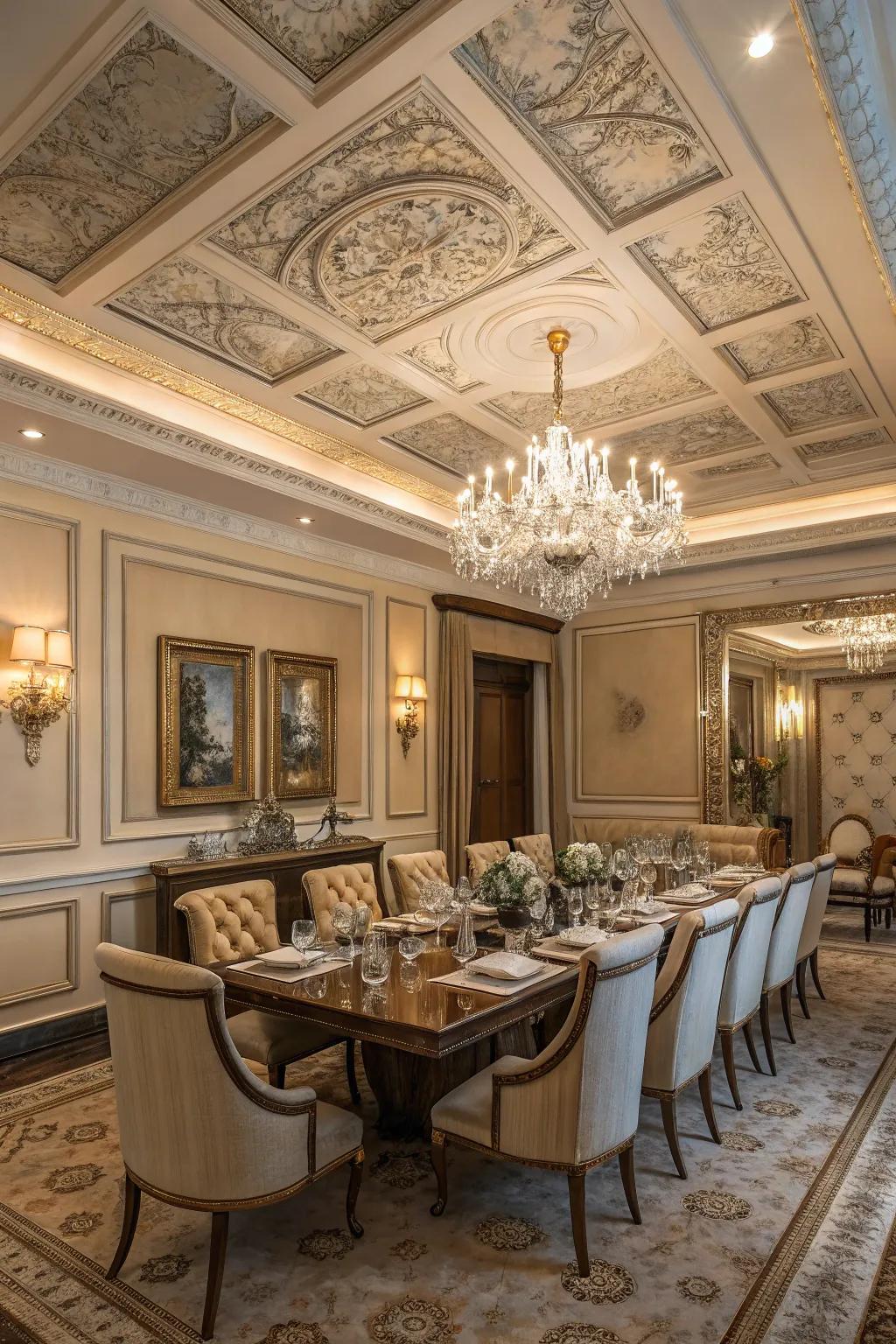 Coffered ceilings provide design and framework.