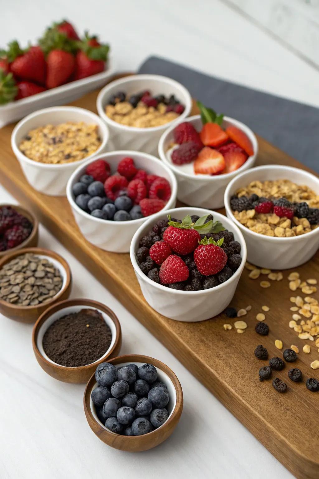 A selection of extras for a customized cereal experience.