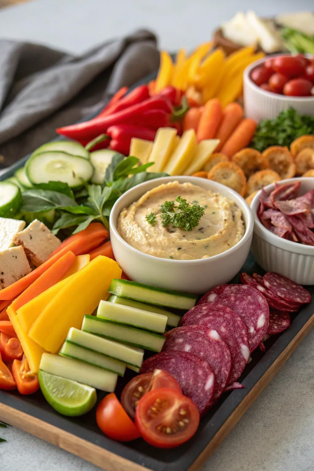 A vibrant veggie twist on the classic platter.