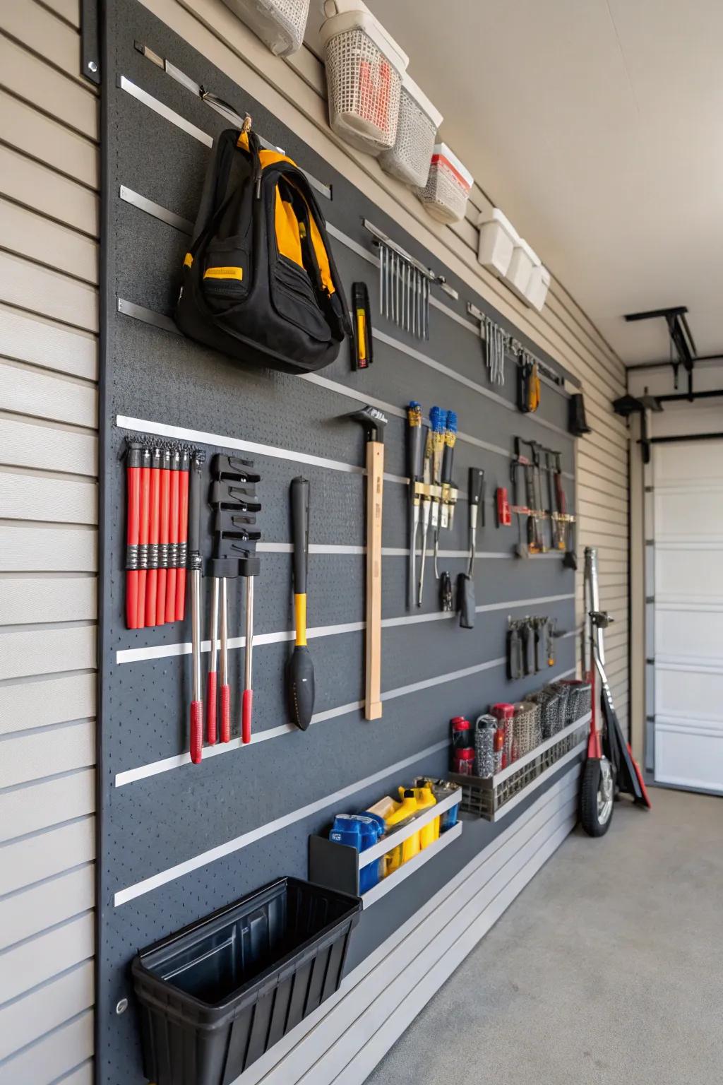 Grooved walls offer a streamlined and adaptable storage solution.