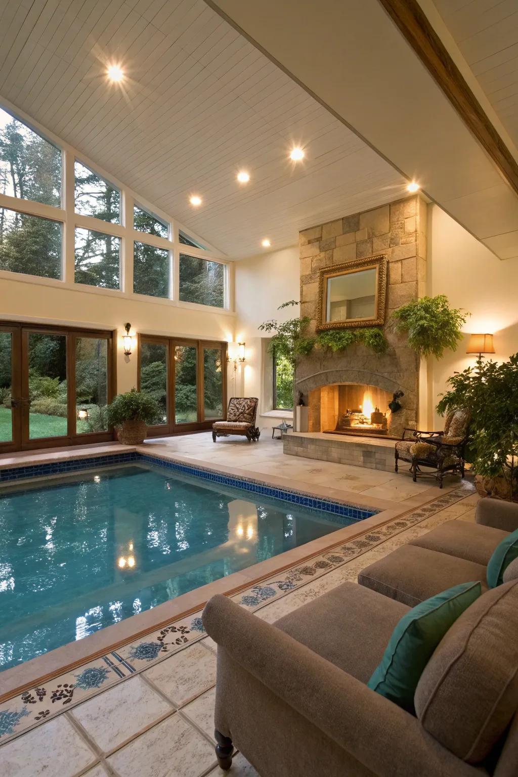 Develop a versatile space by combining your pool with relaxation areas.