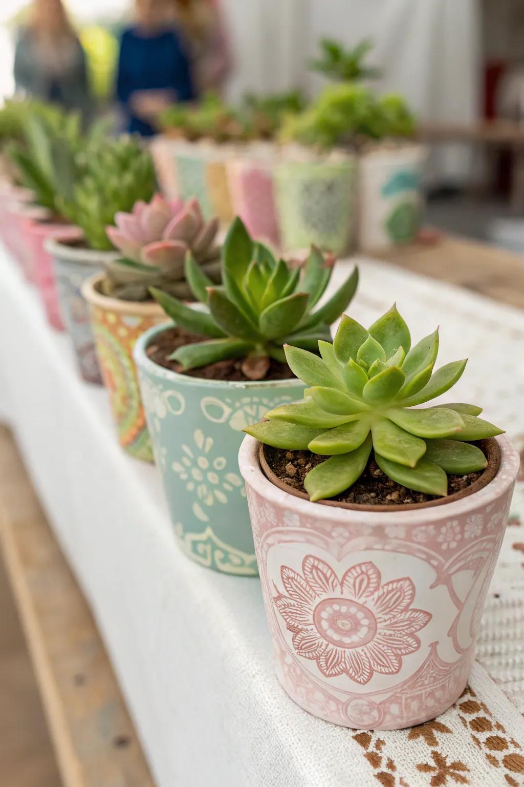Small green plants bring life and charm to your wedding favors.