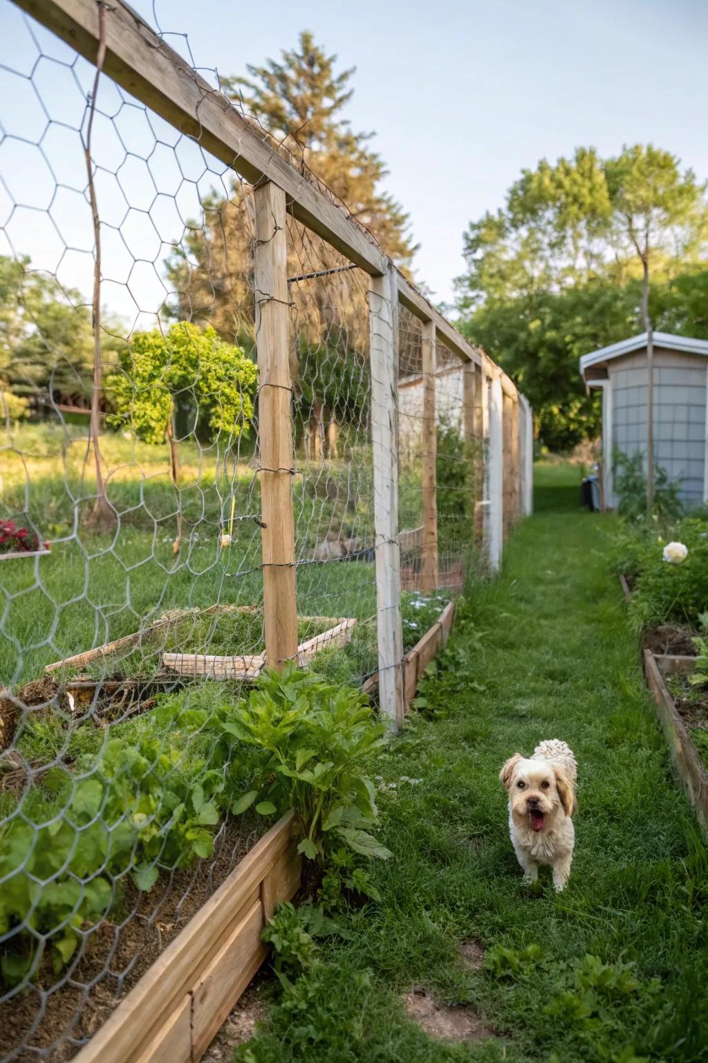 Poultry wire serves as a flexible and economical temporary fencing option.