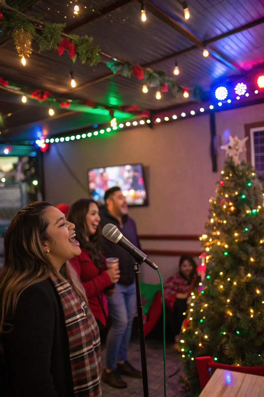 A cheerful Christmas karaoke contest, promising plenty of laughter and joy.
