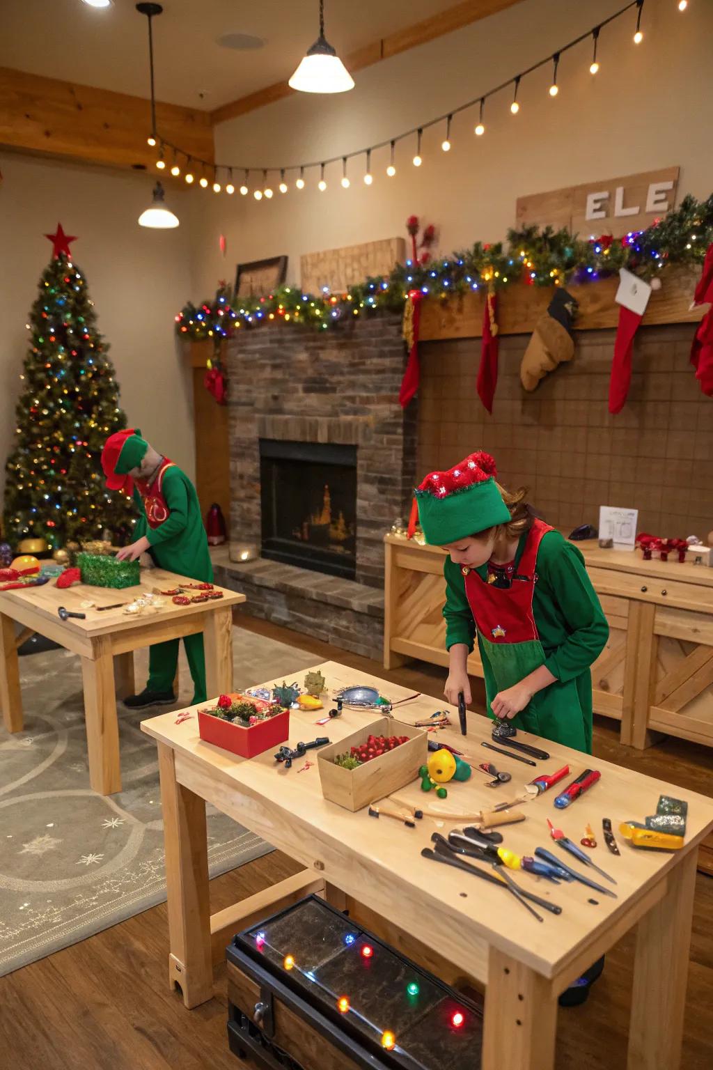Capture the enchantment of the North Pole at your celebration with the Toy Maker's Haven.