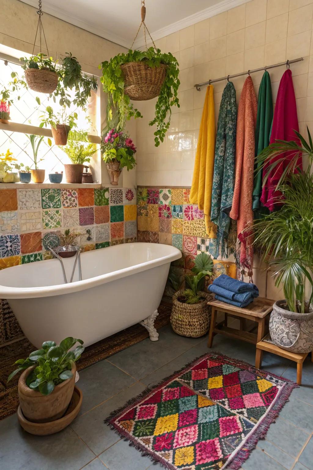 A diverse free-spirited bathroom where inventiveness and ease come together.