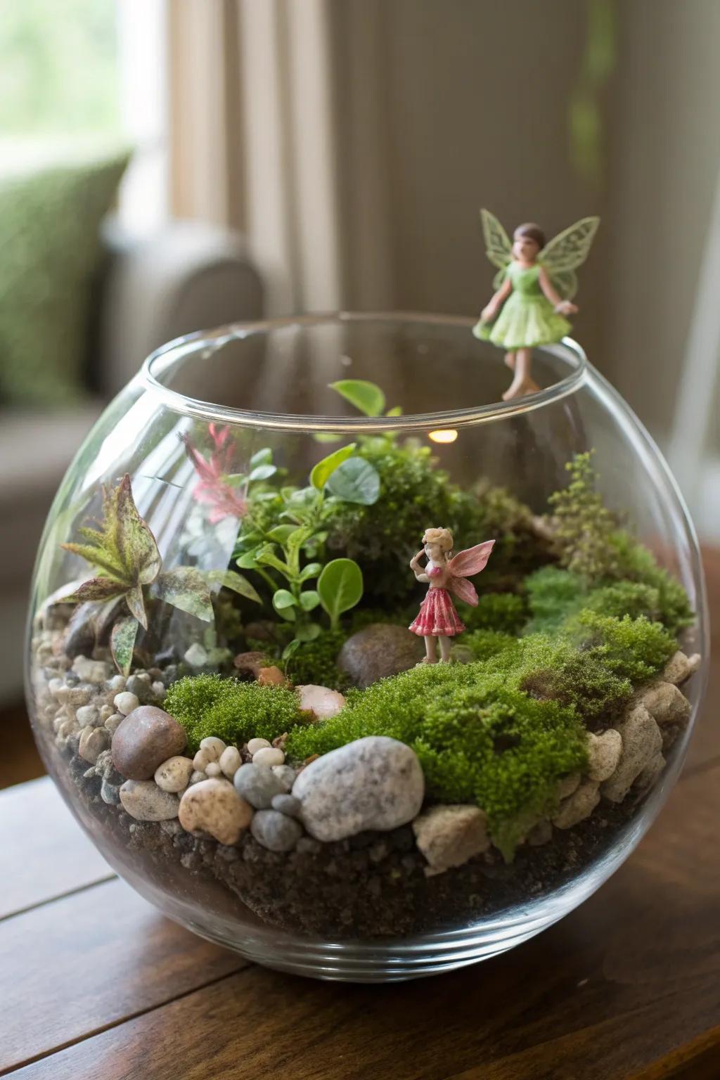 A playful pixie garden, excellent for encouraging imagination.
