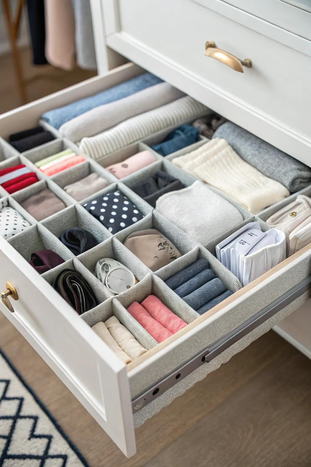 Organize drawers with effective organizers designed for smaller items.