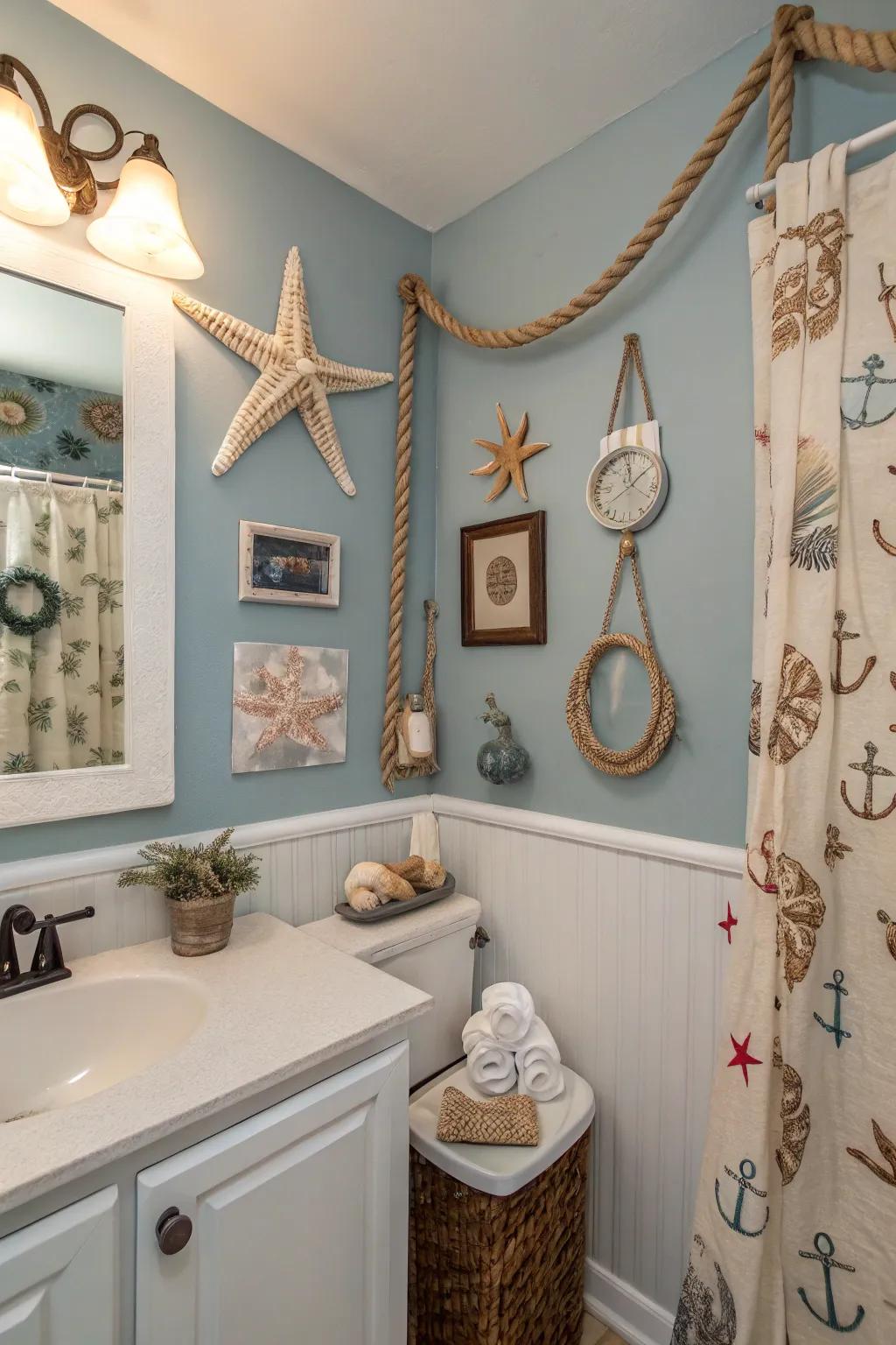 Seashells and starfish incorporate a personal and coastal accent.