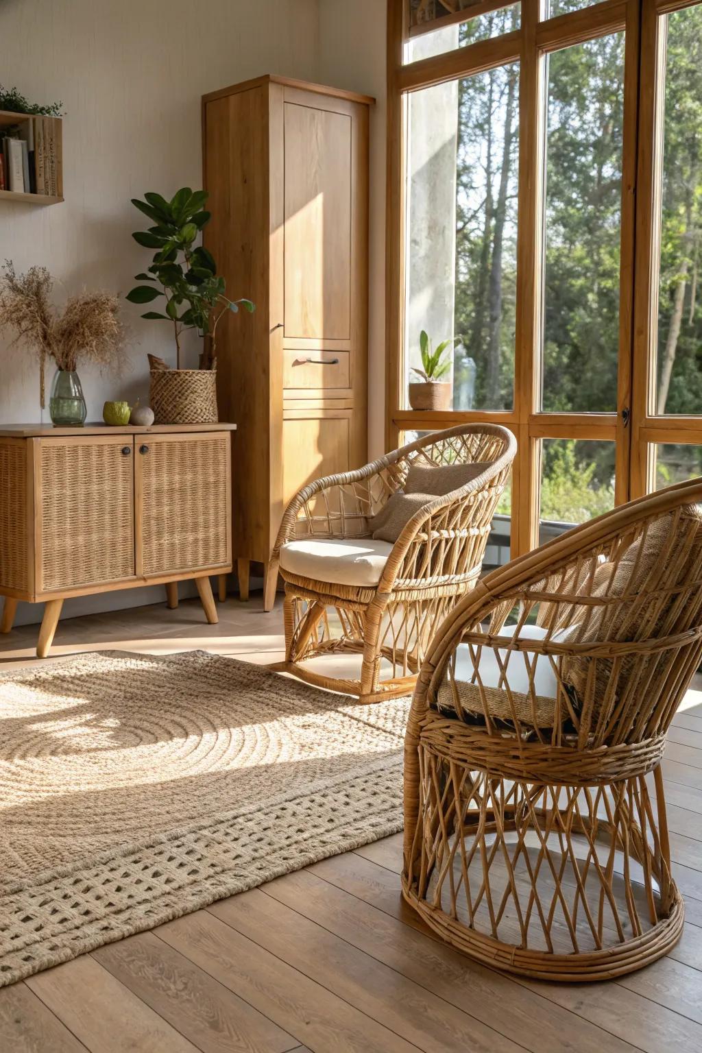 Organic elements effortlessly merge sophistication with coastal vibes.