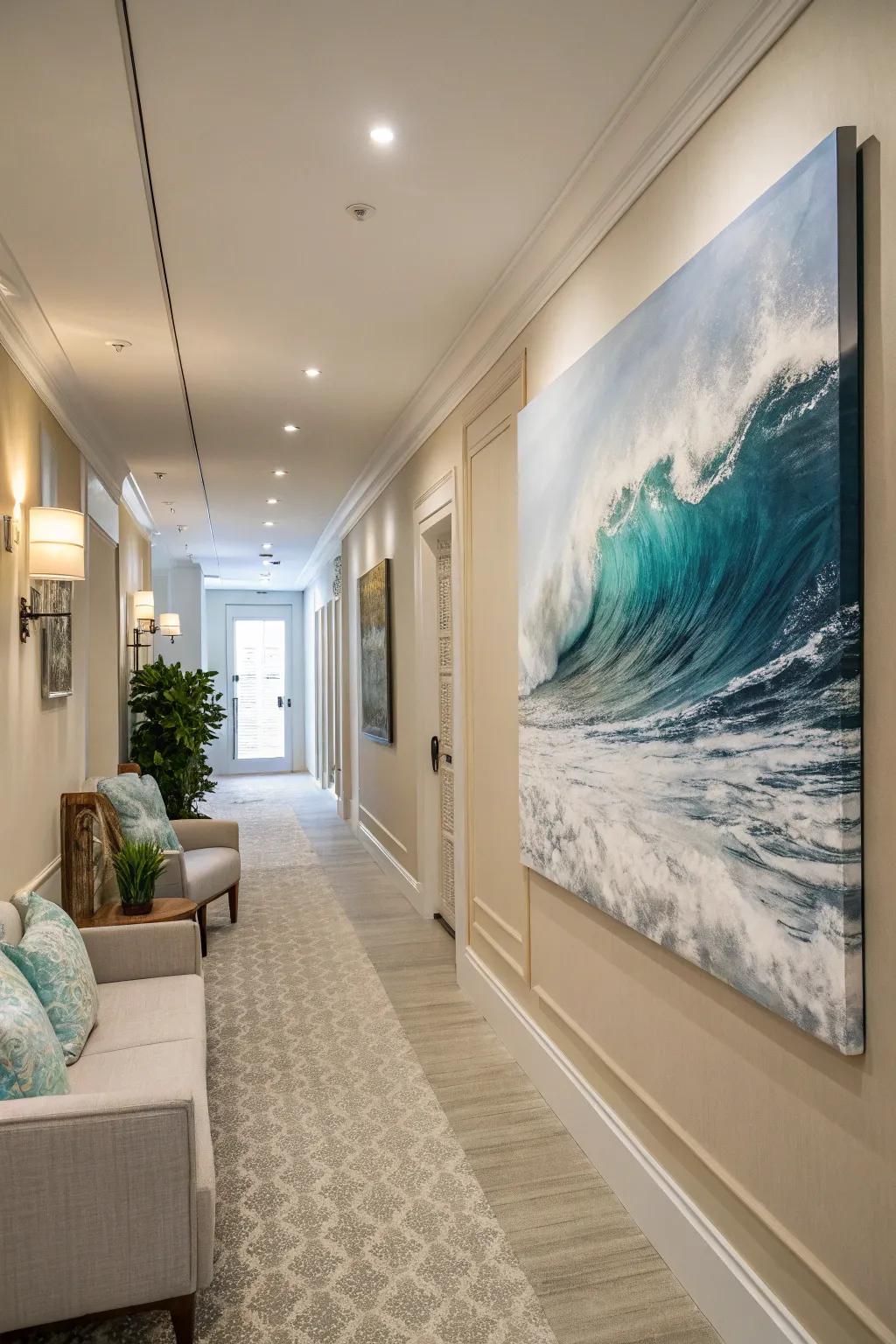 Ocean-themed artwork brings the sea indoors.