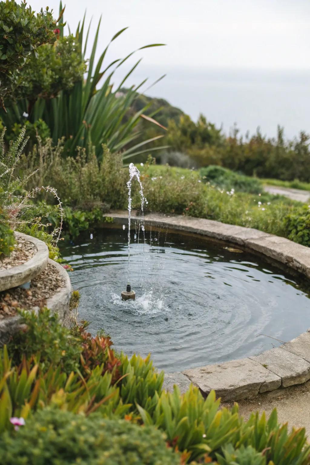 A water feature enhances your garden with serenity and the soothing sound of the sea.