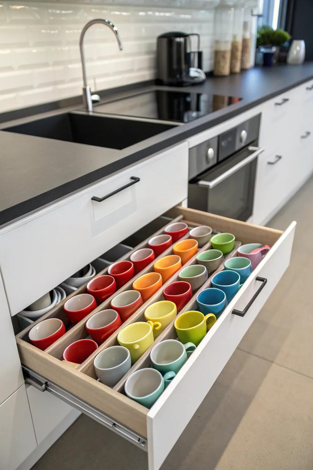 Mug storage brings a personalized element to your coffee drawer.