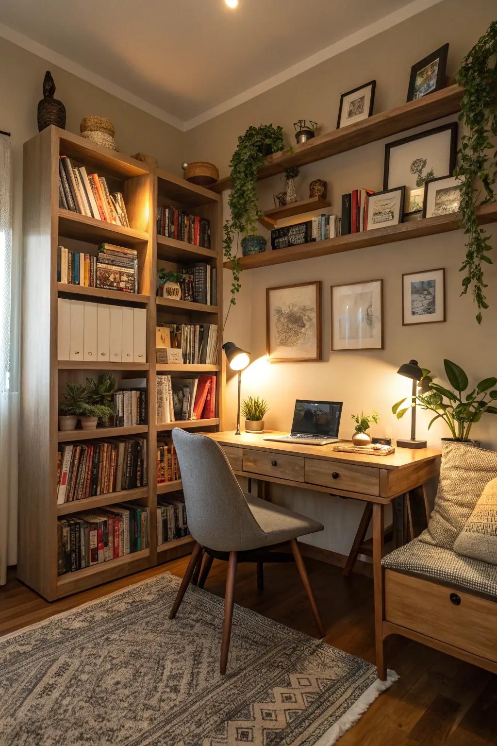 A comfortable corner nook perfect for concentrated work.