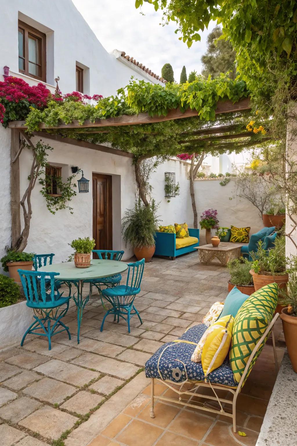 Embrace Mediterranean warmth with earthy toned pavers.