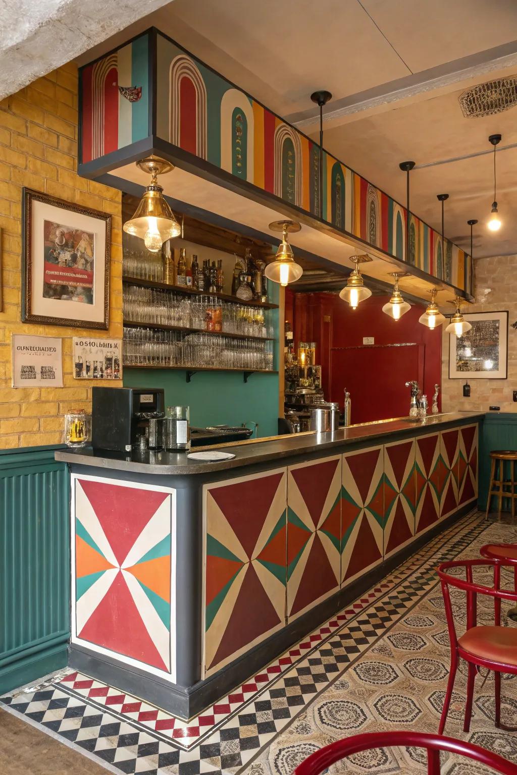 Introduce a lively retro vibe to your home bar.