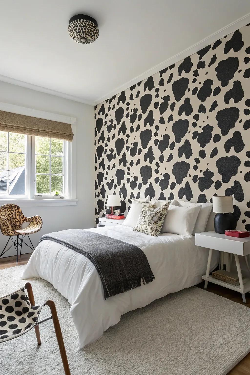 Farm animal pattern wall covering makes a striking statement in any room.