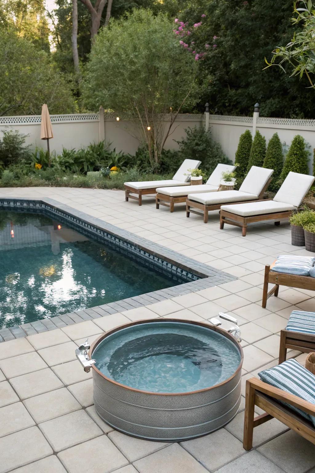 Establish a tranquil setting using comfortable seating encircling your pool.