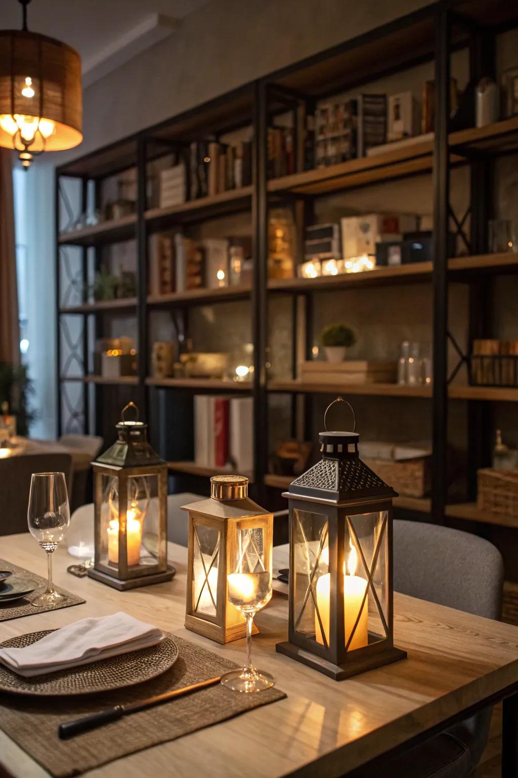 Candles deliver a romantic and cozy ambiance.