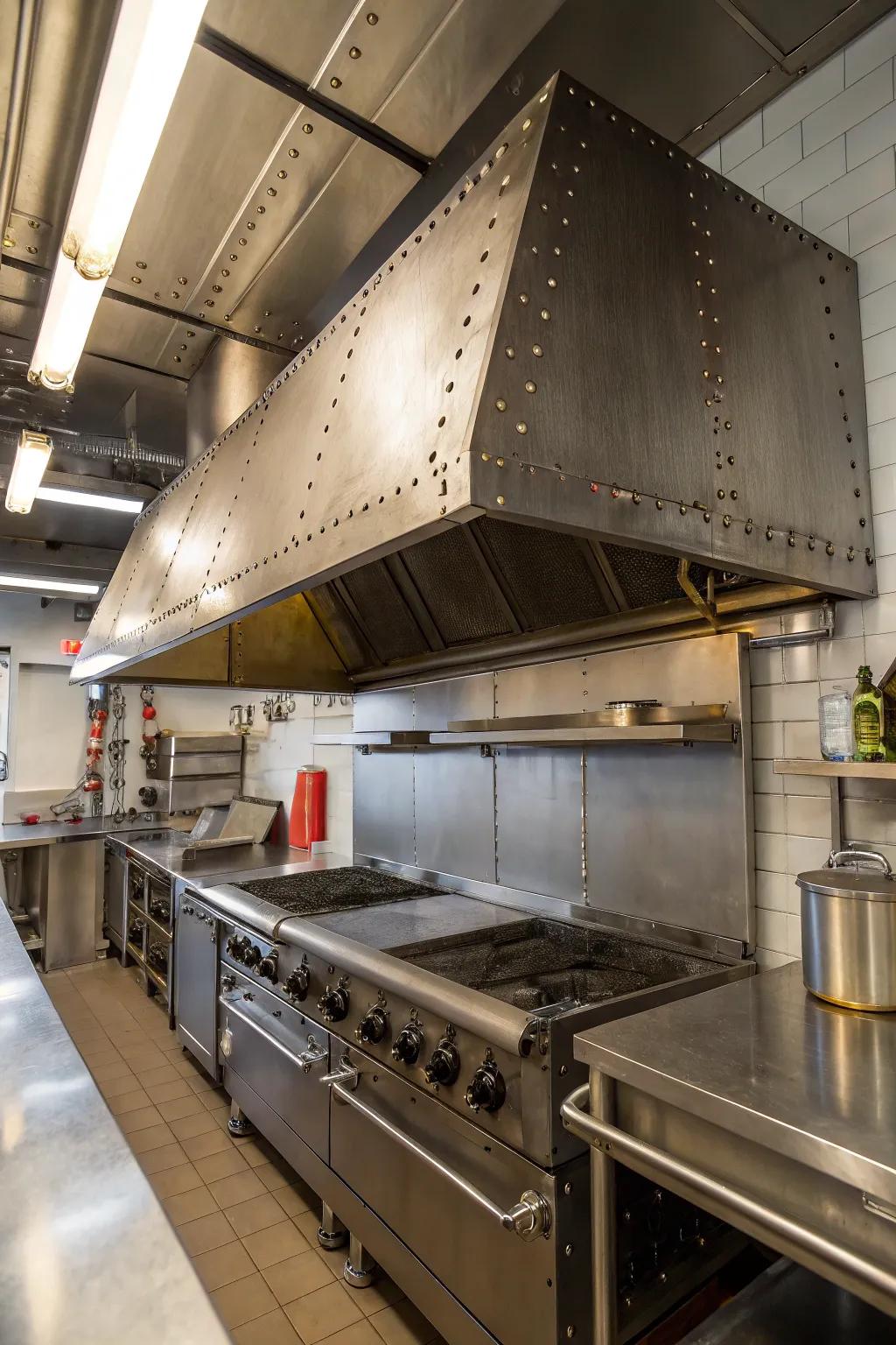 Metal range hoods give kitchen designs an unmistakable industrial edge.