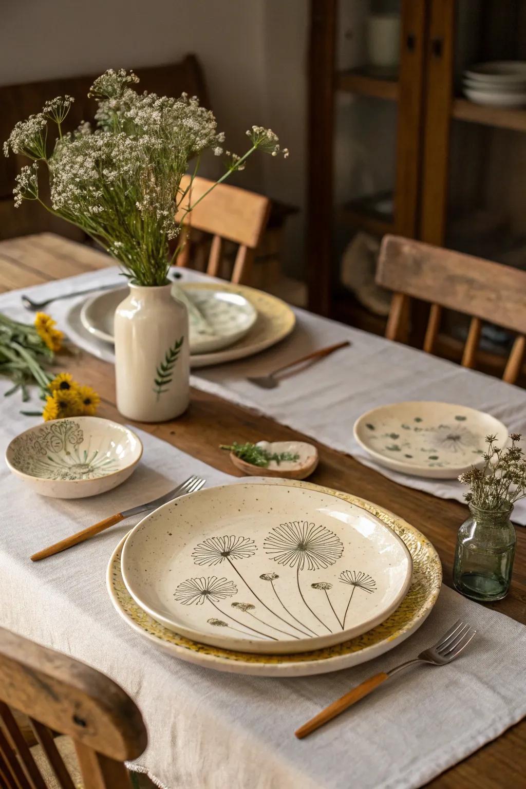 Stamped tableware enhances your dining experience with charm.