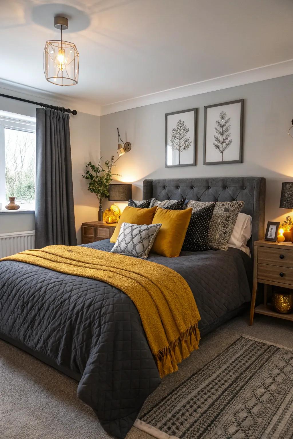 The richness of charcoal bedding is enhanced by striking colors.
