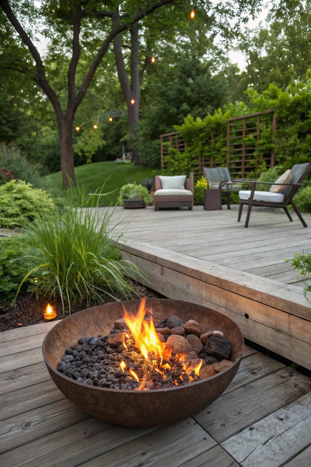 Blend your fire pit seamlessly with nature using an in-ground design.