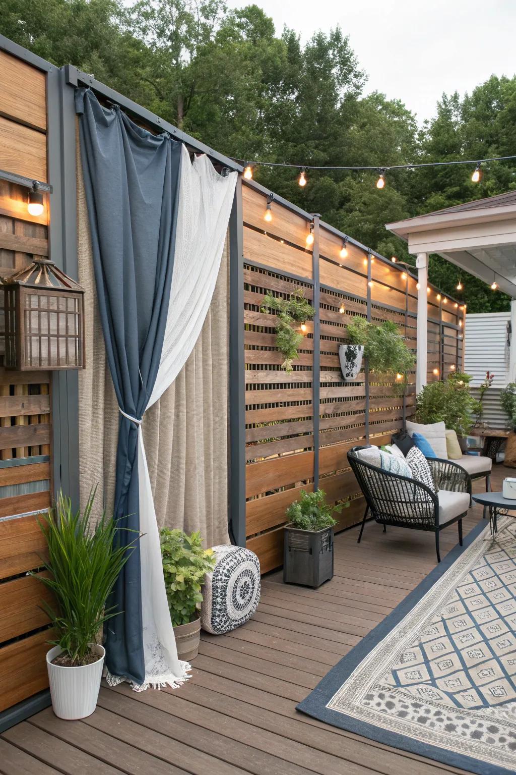 A creative privacy feature featuring a blend of materials for a personalized feel.