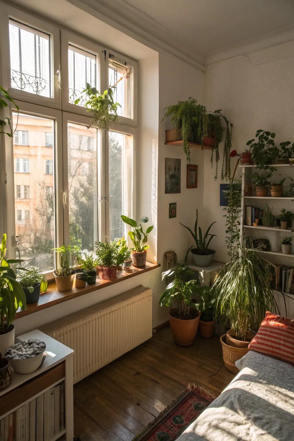 Plants introduce energy and a hint of the outdoors to any small setting.