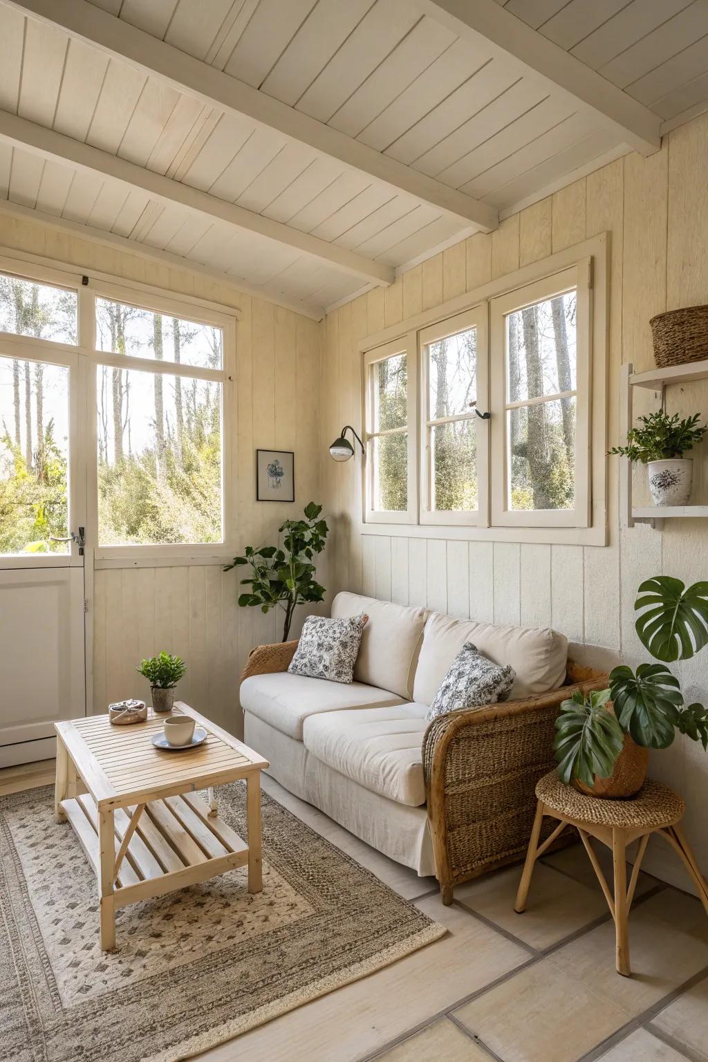 Light shades can give the impression of a larger area in a compact space.