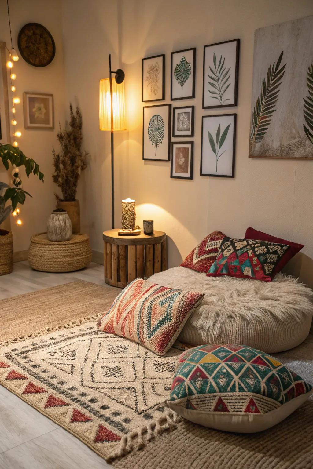Ornamental accents add personality to this snug space.