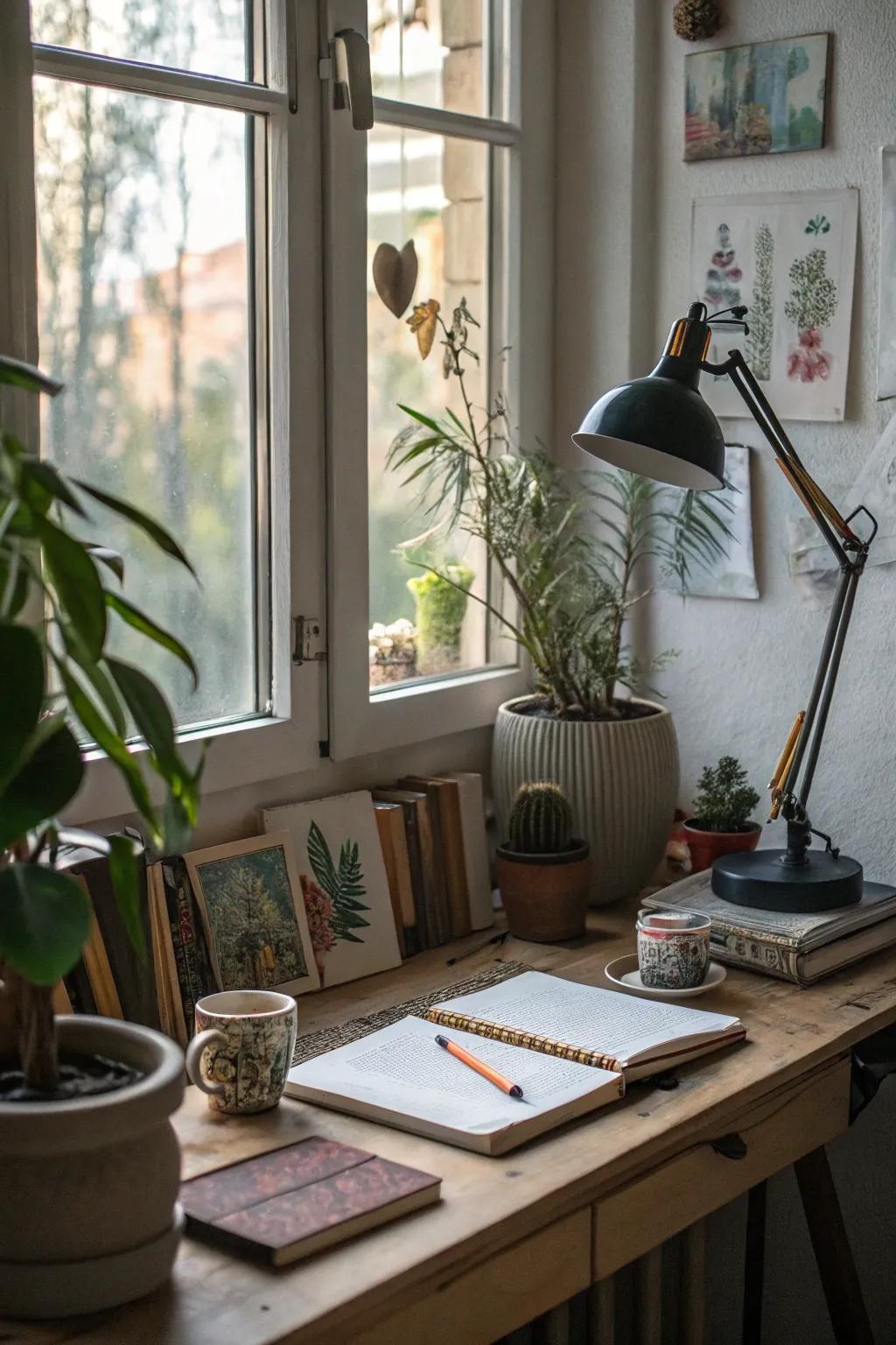 Attractive accents add a personal touch to the workspace.