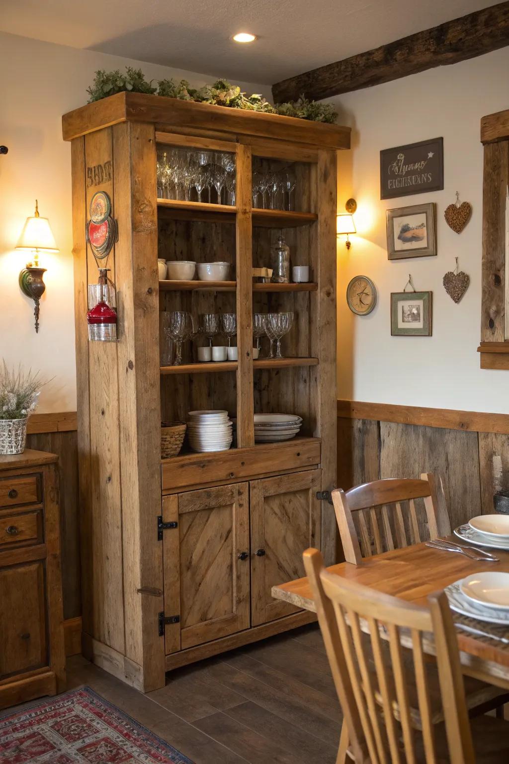 Bring warmth into your space with a reclaimed wood cabinet.