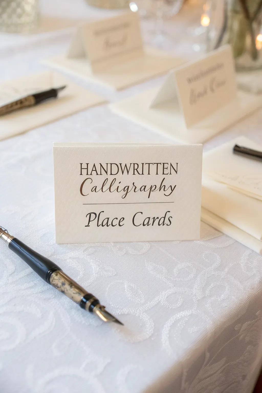 Craft an impact with calligraphy seating cards.
