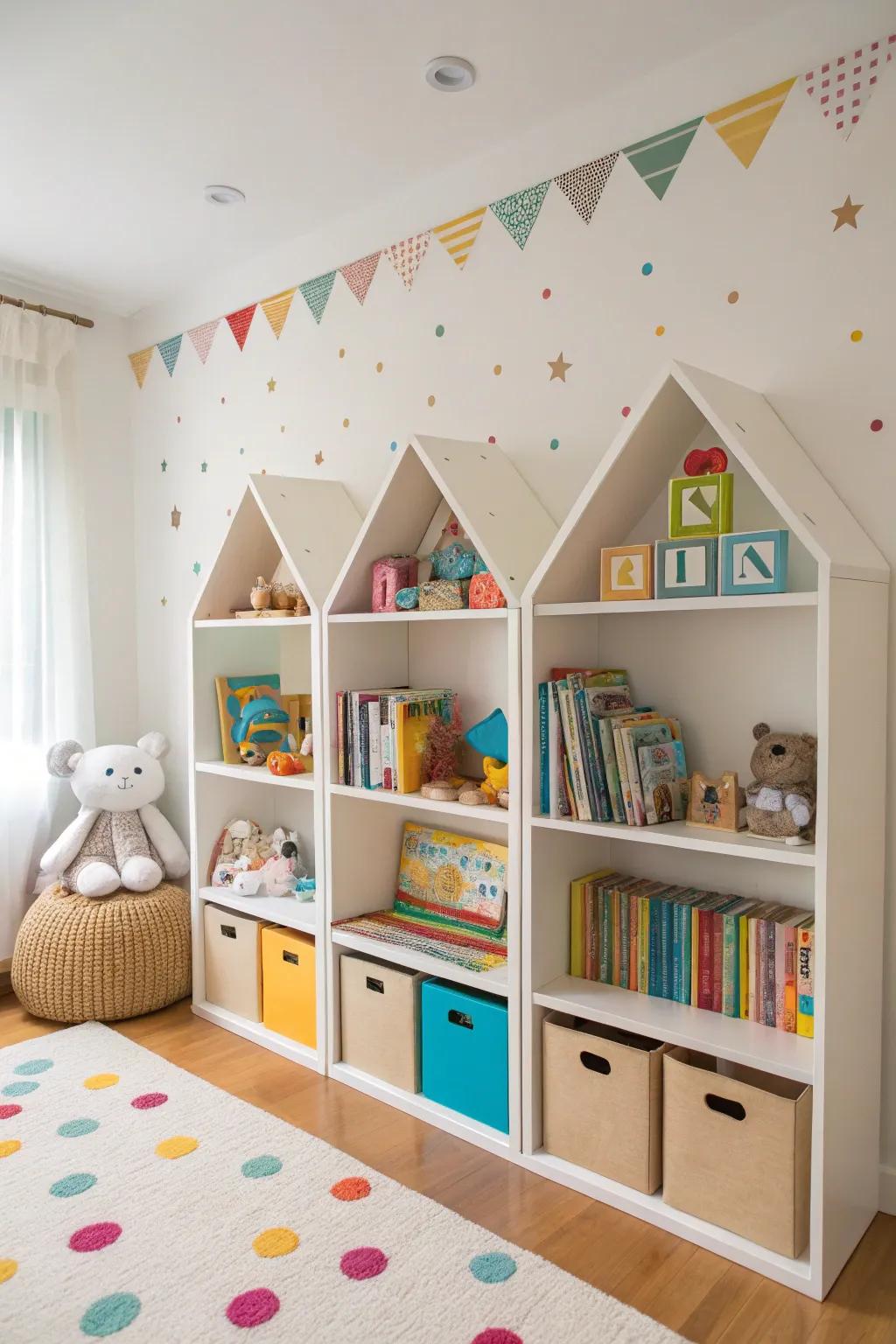 Delightful shelves add charm to a child's space.