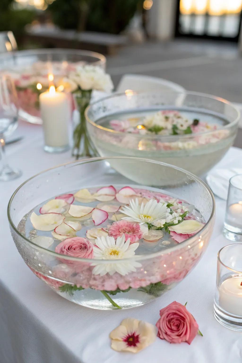 Enchanting floating flowers for an elegant touch.