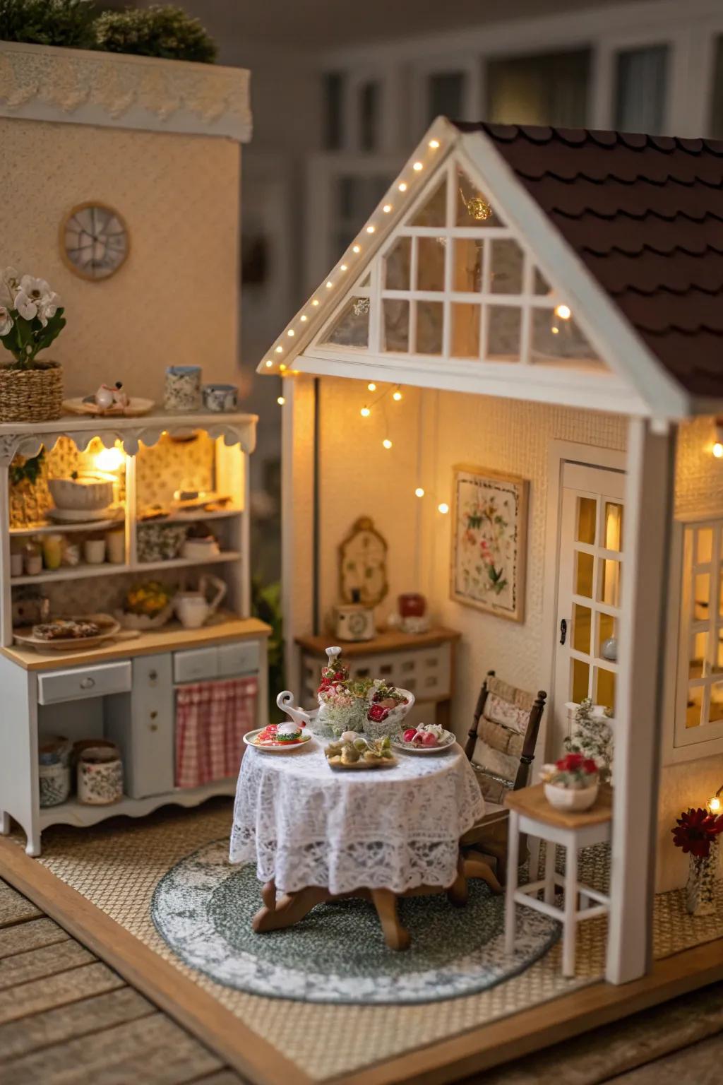 Delicate miniature furniture brings charm to any dollhouse.