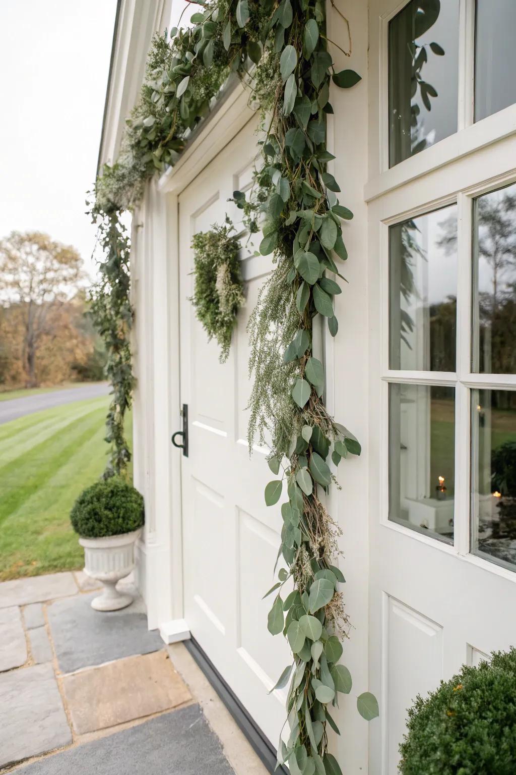 Eucalyptus garlands provide a fresh and stylish detail.